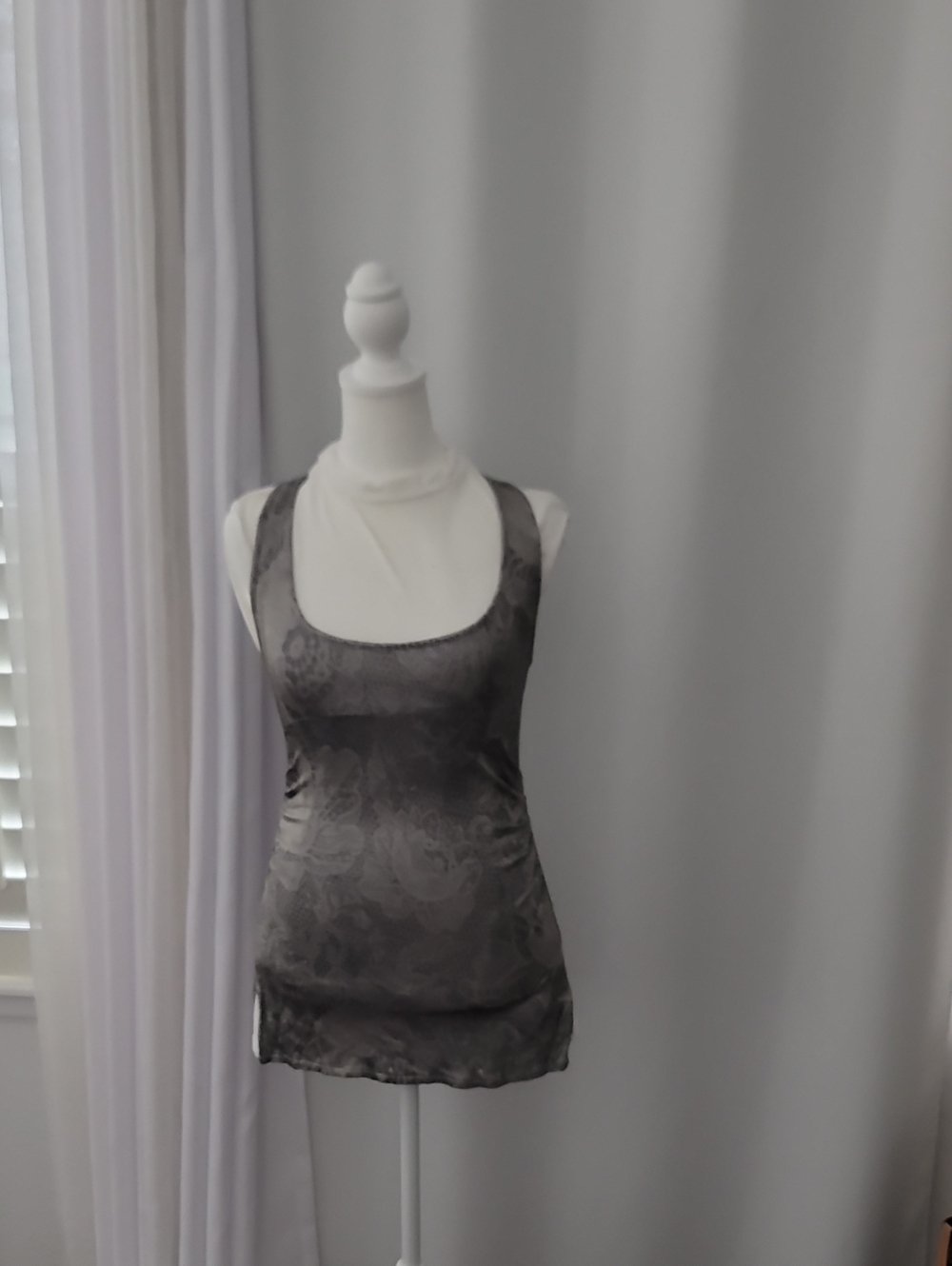 Diane Von Furstenberg Gray Scoop Neck Jacquard Tank